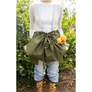 Aplat Jardin Harvest Apron Olive Green Organic Cotton Garden Gathering Bag Pouch
